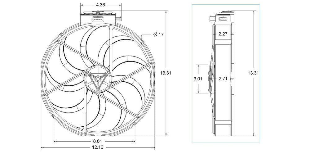 12" Brushless Fan Dimensions 