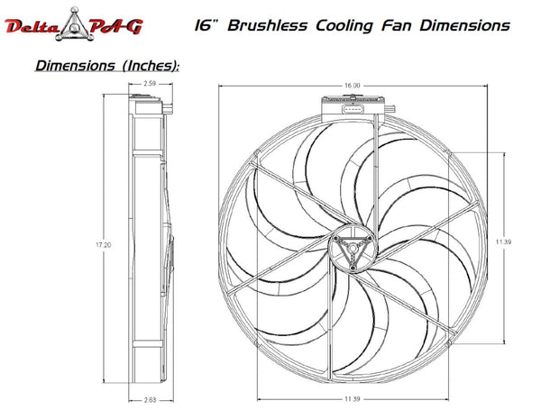 16" Brushless Fan Dimensions 